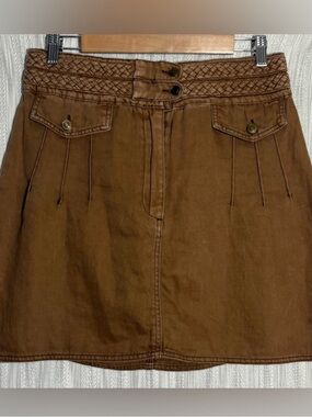 🆕Free People Brown Braided-Waist Mini Skirt